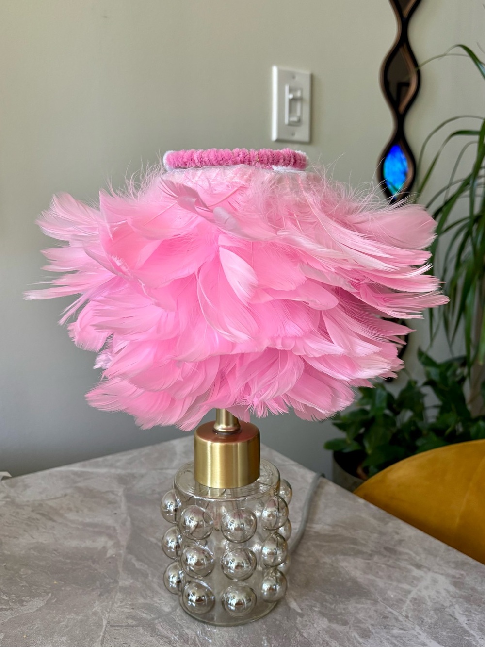 Glam Pink Feather Table Lamp
